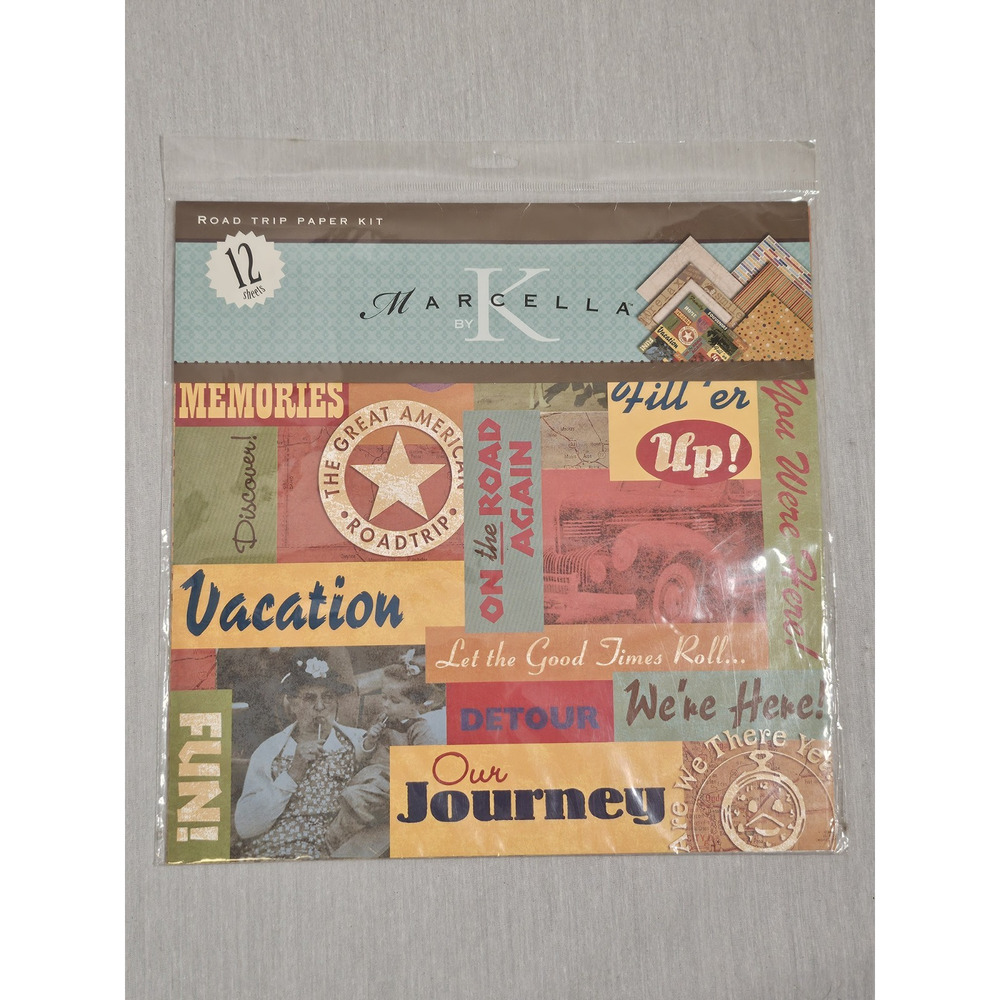 K By Marcella - Road Trip Paper Kit - Travel Vacation Scrapbooking Kit New